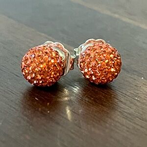 Hillberg & Berk Coral Sparkle Ball Stud Earrings 10mm